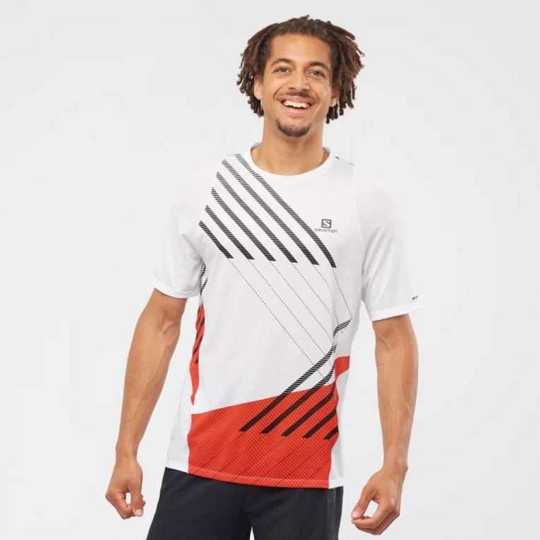 Camiseta Salomon Sense Aero Corta Sleeve Hombre Blancos Rojos | MX FCWN320